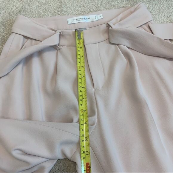 CONTEMPORAINE Simons pastel blush pink pants tie waist Sz 2 - Picture 7 of 10